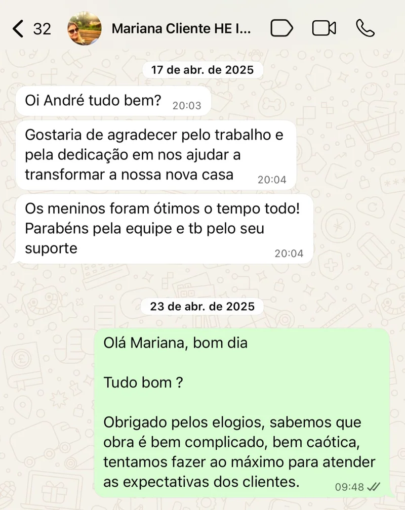 Depoimento de cliente após reforma com a HE Imperial