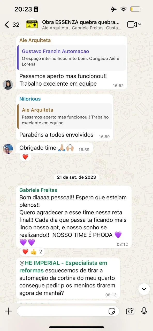 Depoimento em grupo de obra com cliente HE Imperial